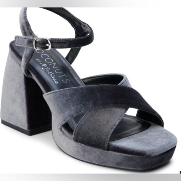 Gray Velvet Coconuts By Matisse/Block Heel Robin Platform Sandals Size 7 NWOT - Picture 6 of 11